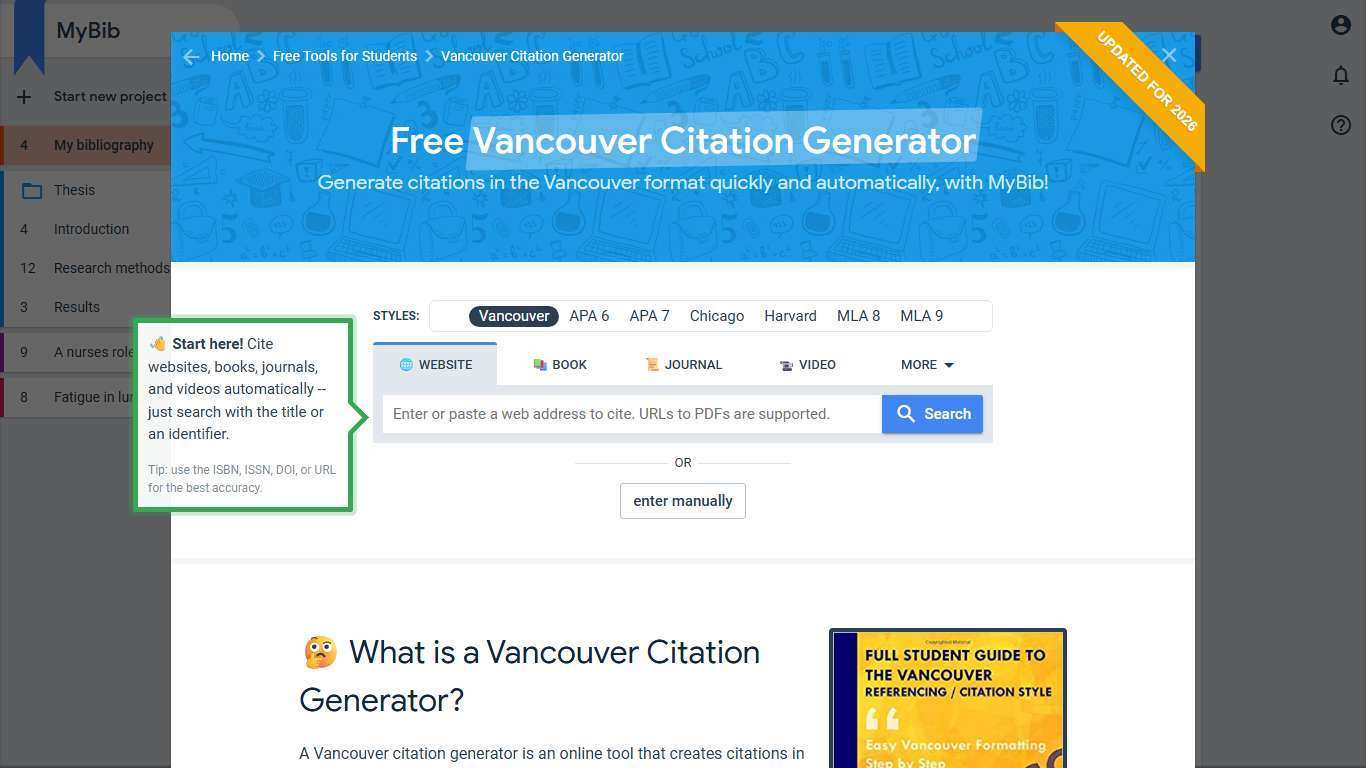 Free Vancouver Citation Generator [Updated for 2026]